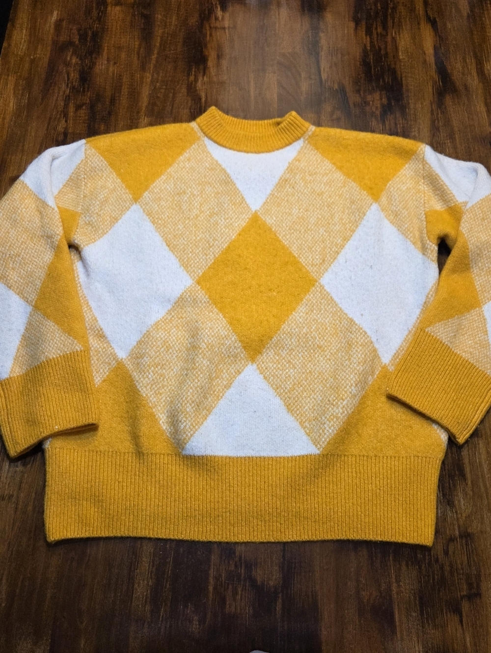 Zara Argyle Jacquard Knit Sweater sz small Oversized Cozy Colorblock